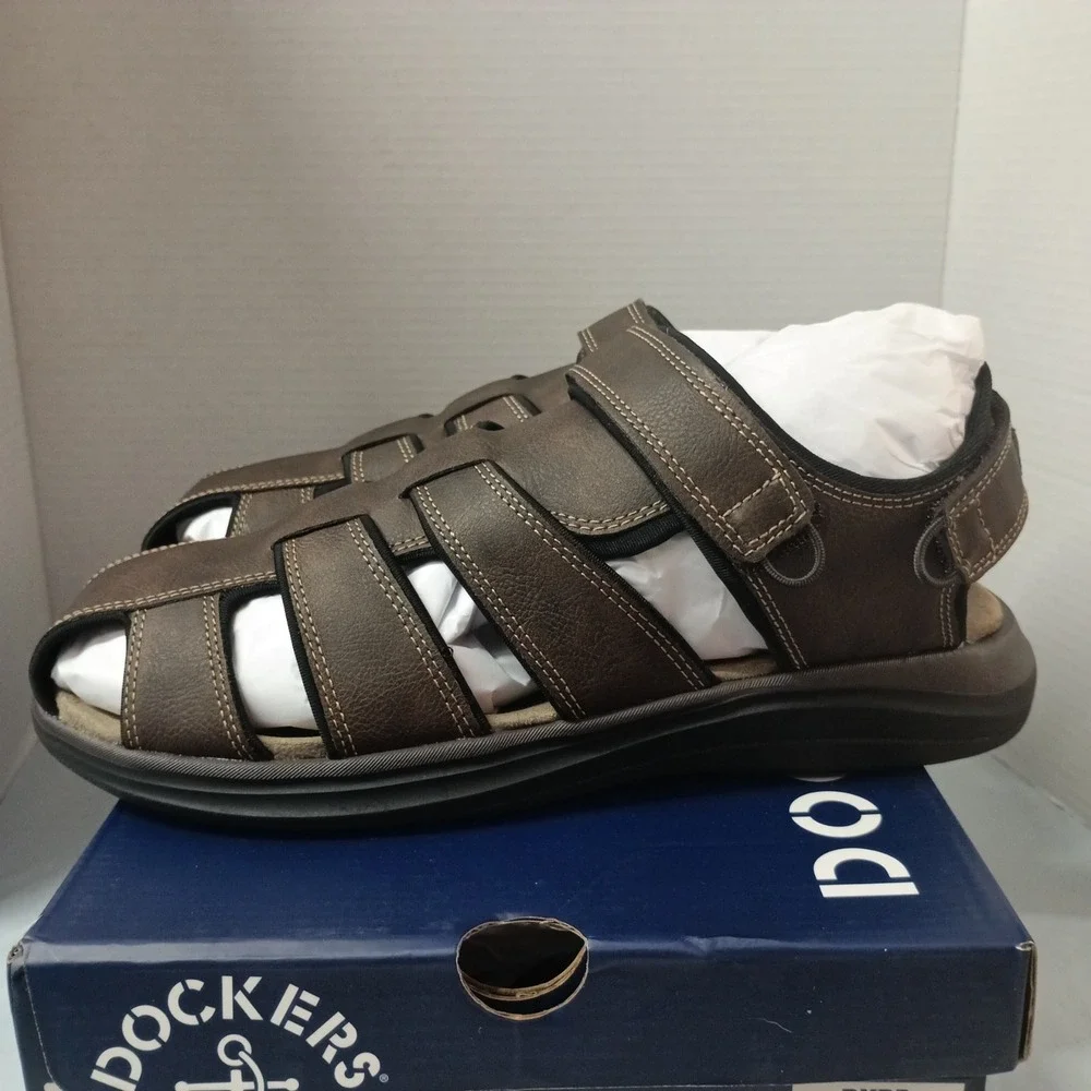 Dockers Mens Byrd Casual Comfort Sport Outdoor Fisherman Sandal Brown Size 11 M